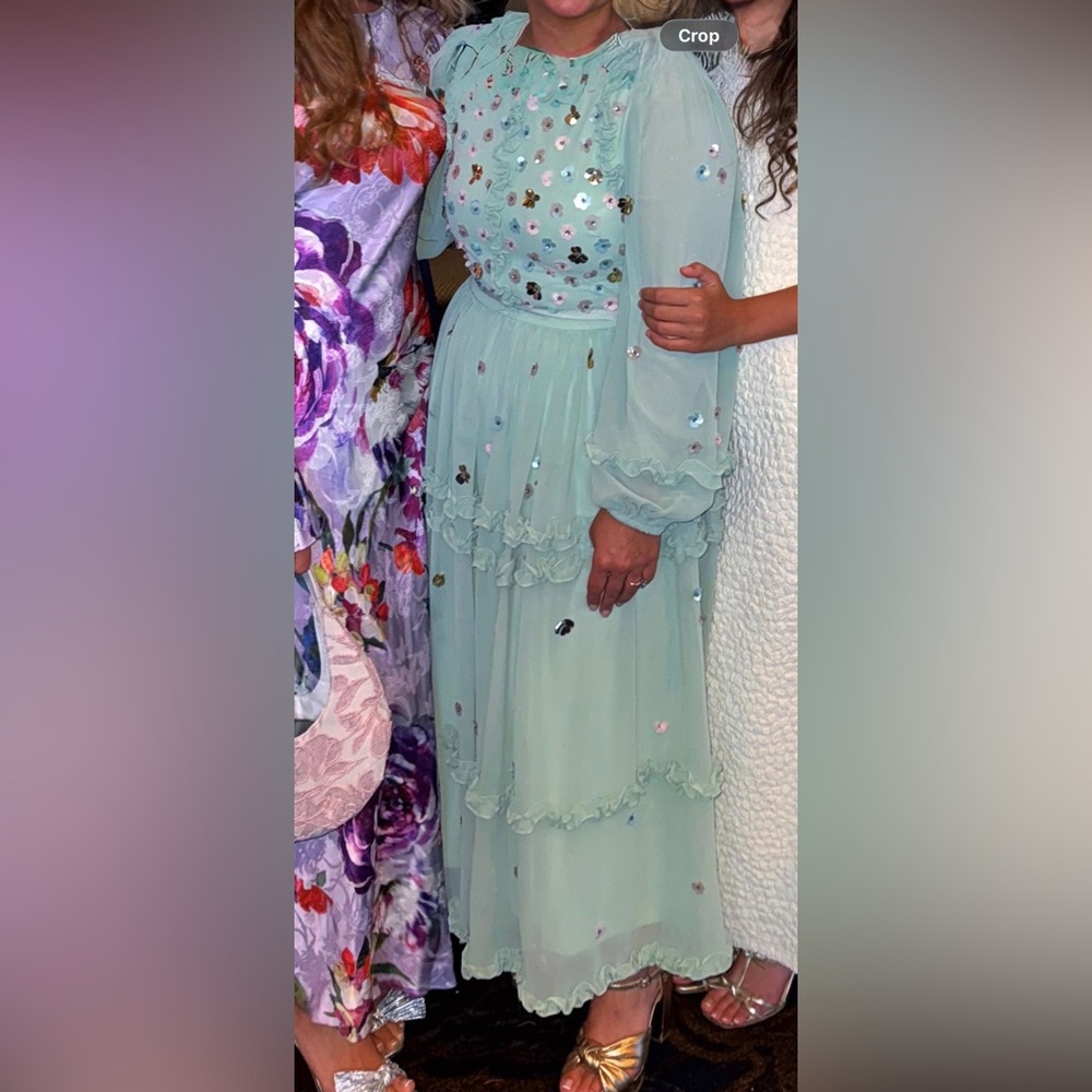 Frock and Frill - Mint Green Special Occasion Dress with Sequin Accents
